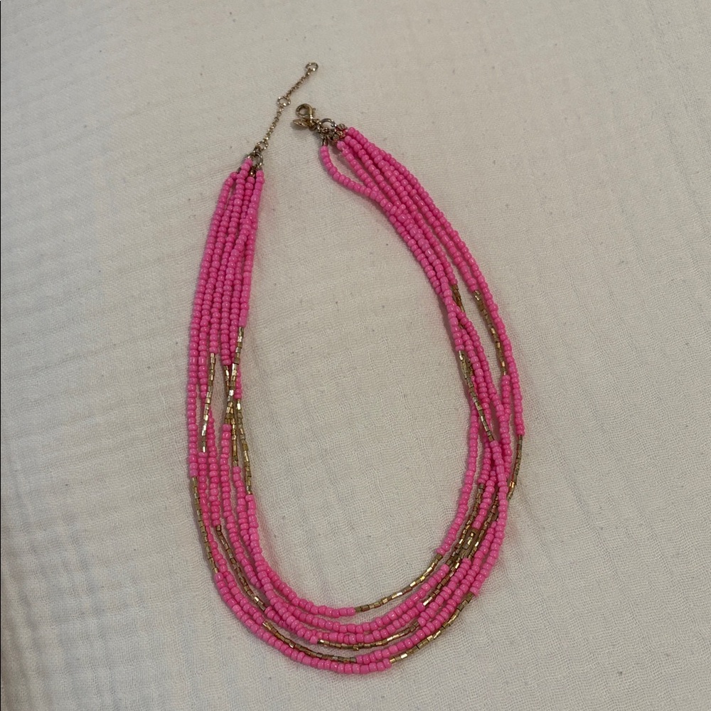 J. Crew Factory Vibrant Pink and Gold Necklace